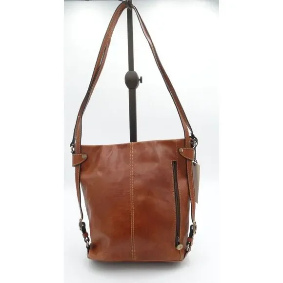 Gianni Conti‎ Brown Soft Leather Adjustable Handbag Tote Purse Large ~ 59307 NWT
